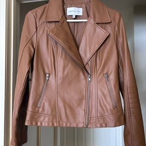 Cupcakes & Cashmere Brown Leather Biker Jacket